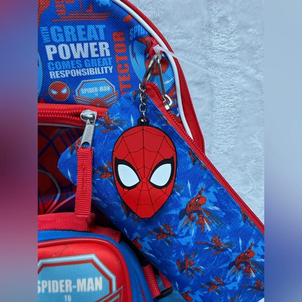 Spider-Man 5 Pc Backpack Set Kids School Bag Lunch Box Bottle Pencil Case